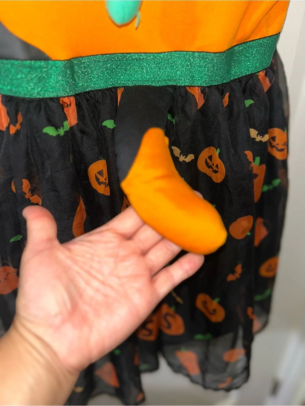 Squishmallows Orange Hooded Pumpkin Dress with Green Waistband